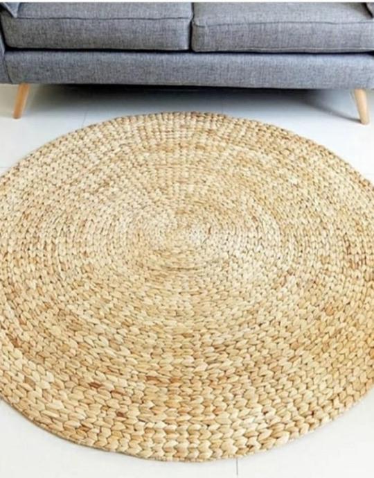 Karpet Bulat Polos Anyaman Asli Eceng Gondok